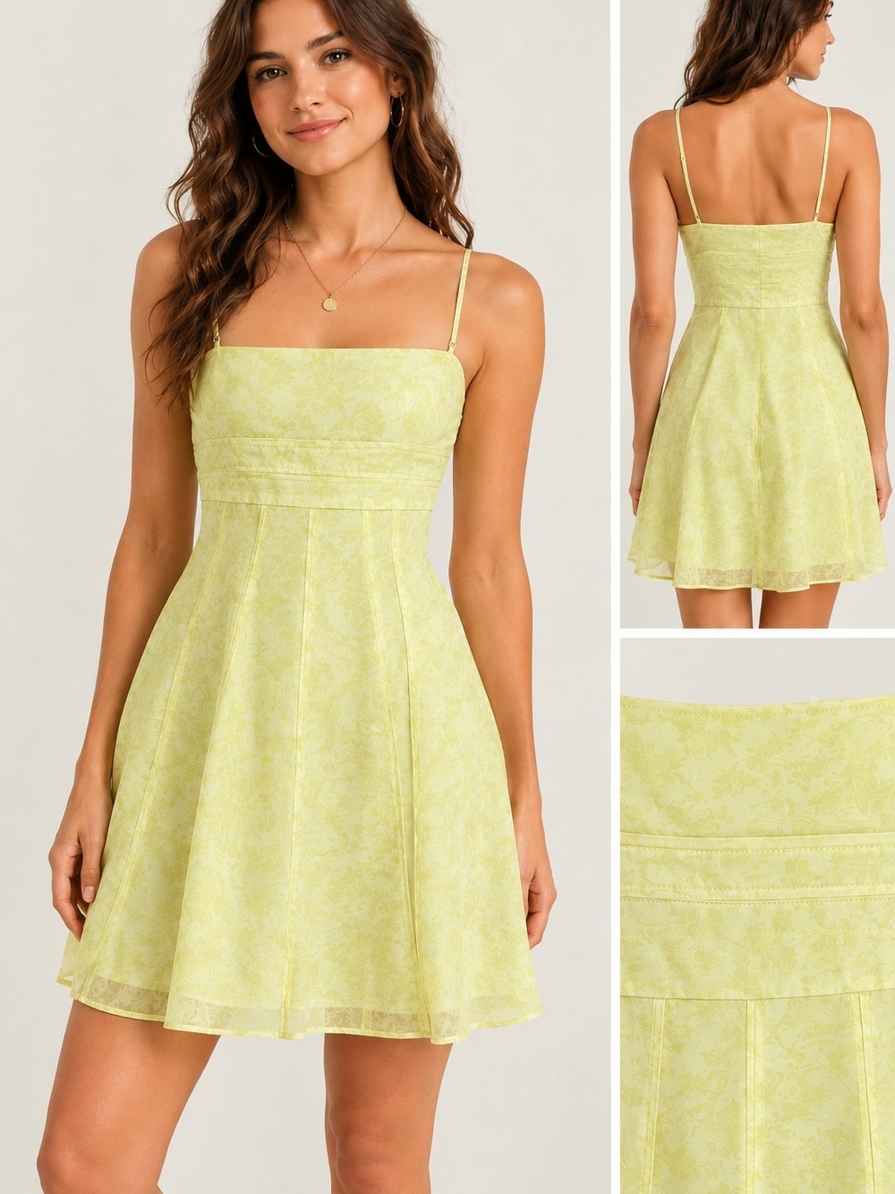 Vintage Ann Taylor Silk Spring Green Spaghetti Strap Mini Dress